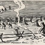 Kanawha Valley historian Forrest Hull illustrated the old association between autumn, “Indian summer” and frontier stories in this drawing preserved with his writings. The terminology reflects the period in which Hull wrote and is reproduced here as part of the historical record.