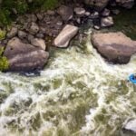 Rafters descend the Gauley River in West Virginia, one of the world’s celebrated whitewater runs. A form of the river’s unusual name appears in records dating to at least 1774, though its origin remains uncertain. (Photo courtesy ACE Adventure Resort)