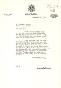 West Virginia Gov. William G. Conley responded on Dec. 1, 1931, recommending that the Mingo Oak property be conveyed to the state for the use and benefit of the Game, Fish & Forestry Commission.