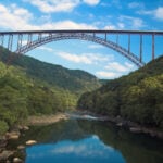 The New River Gorge Bridge spans New River Gorge National Park and Preserve in southern West Virginia, which recorded nearly 2 million recreation visits in 2025. (NPS photo/Gary Hartley)