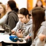 West Virginia students take part in a hands-on technology activity. A new $2.6 million initiative is expected to bring similar problem-solving and entrepreneurship programs to 15,000 middle- and high-school students statewide over three years. (WVU Photo/Canyon Lohnas)