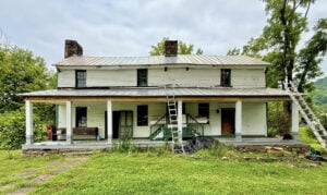 Dating to approximately 1810, the Tyree Tavern in Ansted served as a stagecoach inn and was occupied by Union and Confederate troops during the Civil War. A $28,000 grant will support window restoration as the building is rehabilitated for public use. (Photo courtesy Preservation Alliance of West Virginia)