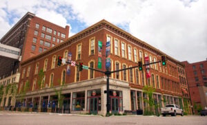 Built around 1867, the Wheeling Artisan Center now houses shops, a restaurant, an art gallery and Wheeling Heritage offices. A $90,000 preservation grant will support window restoration and exterior painting. (Photo courtesy Preservation Alliance of West Virginia)