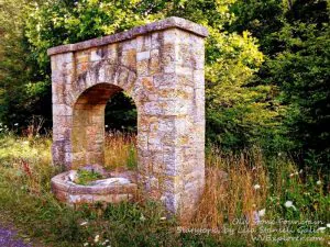 An old stone fountain near Slatyfork was built by the WPA.
