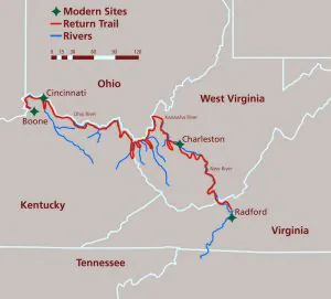 Map of Mary Ingles Escape