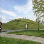 David Sibray and Amanda Hinchman visit the Criel Mound in South Charleston, West Virginia.