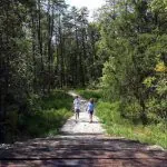 Hikers on biodiversity trail system at Buffalo, West Virginia