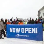 Resort officials reported four to five inches of overnight snowfall, providing skiers and snowboarders with unusually high-quality conditions for opening day. (Photo courtesy Snowshoe Mountain Resort)