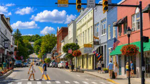 Visitors explore the historic district in downtown Lewisburg. The award-winning Greenbrier Valley community is among the small towns that have become popular stops on West Virginia road trips. (Photo: David Sibray)